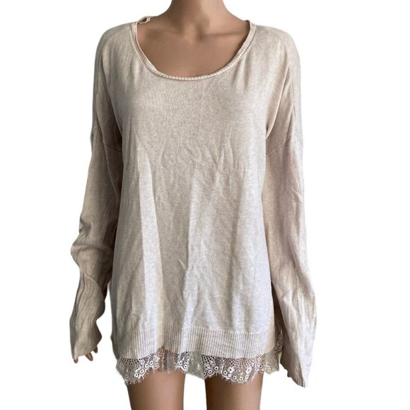 Lane Bryant Sweater Womens Plus Size 22/24 Pale Pink Stretch Lace Hemline - Picture 9 of 9